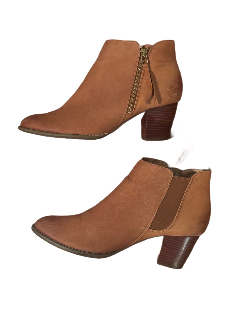 Vionic Sterling Leather Ankle Boots Saddle Tan Women's Size 10 US